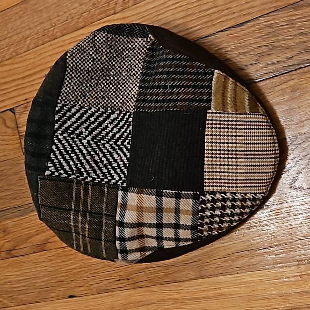 Christys London Newsboy Patchwork Cap Size Medium Wool Cashmere Driving Cap Hats